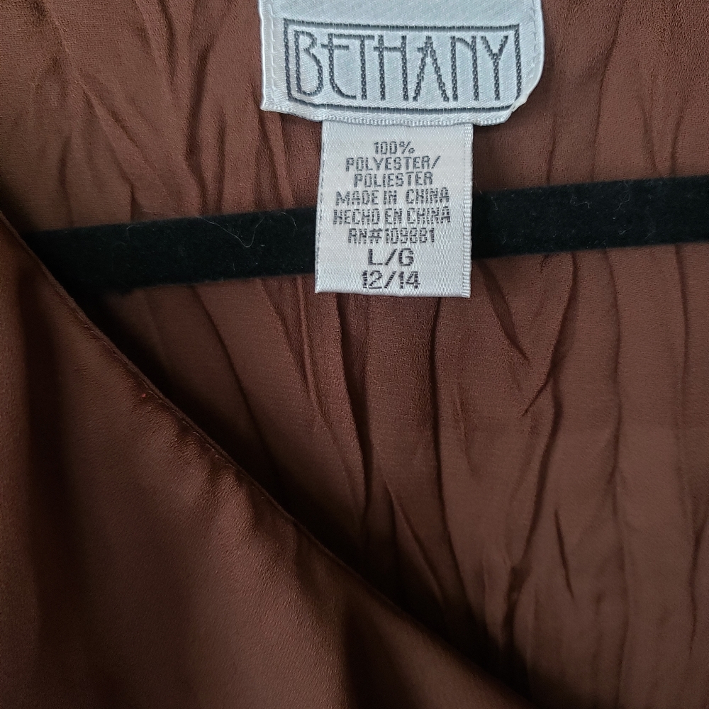 Brown Ruffled Semi-Sheer Top - Picture 2 of 5